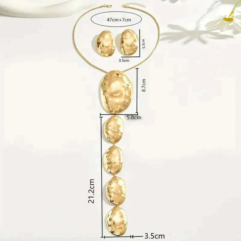 Necklaces Oval Stud Y Necklace Zinc Alloy Silver | KIMLUD