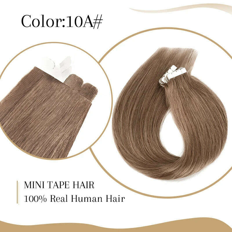 KIMLUD, Neitsi Mini Tape In Human Hair Extensions Invisible Skin Weft Adhesive Grey Color 100% Natural Straight Real Hair Tape Ins 10pcs, #10 / 10 pcs / 12 inches, KIMLUD Womens Clothes