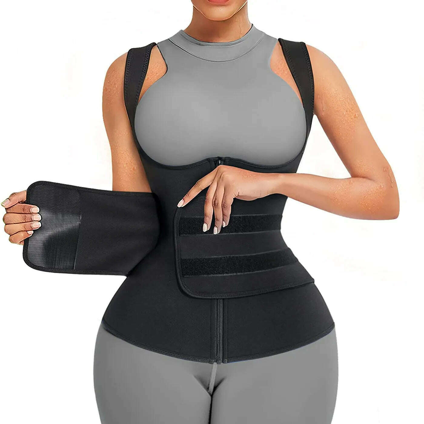 KIMLUD, Neoprene Sauna Suit for Women Sauna Sweat Vest Waist Trainer adjustable Belts, L, KIMLUD APPAREL - Womens Clothes