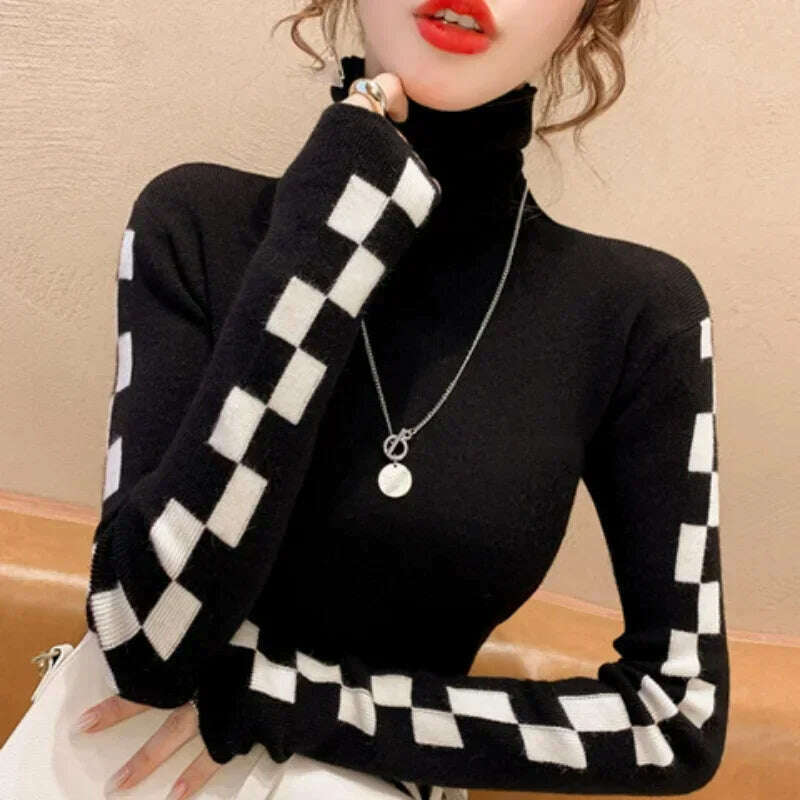 Neploe 2022 Autumn New All-match Sweaters Women Simple Turtleneck Bottoming Tops Women Y2k Long Sleeve Knitted Pullover - KIMLUD
