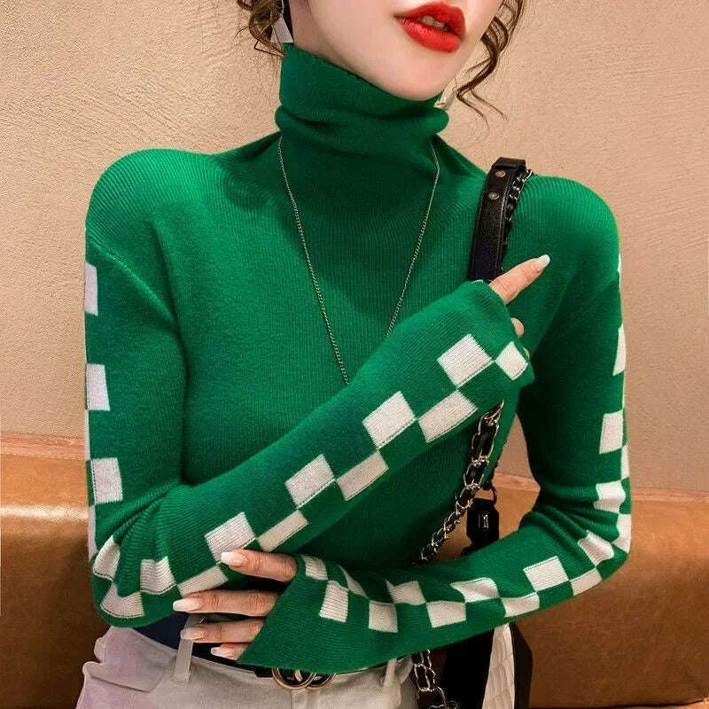 KIMLUD, Neploe 2022 Autumn New All-match Sweaters Women Simple Turtleneck Bottoming Tops Women Y2k Long Sleeve Knitted Pullover, KIMLUD Womens Clothes