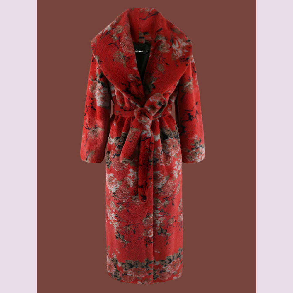 KIMLUD, Nerazzurri Winter Stylish Elegant Long Multicolored Colorful Thick Warm Soft Fluffy Faux Fur Coat Women Luxury Designer Clothes, KIMLUD Womens Clothes