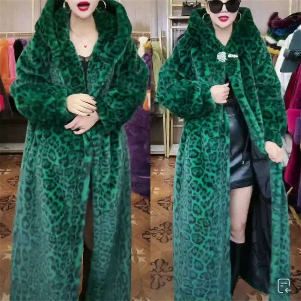 KIMLUD, Net red burst high-end fur coat goddess casual imitation mink coat Haining imitation cross sable winter jacket coat trend, green / M, KIMLUD APPAREL - Womens Clothes
