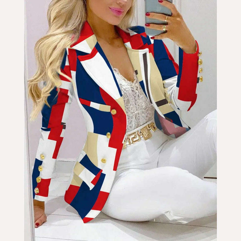 New 2023 Formal Office Pant Sets Women 2PCS Double Breasted Solid Blazers Jacket and Pants Two Pieces Set Female Pant Suits Sets - KIMLUD