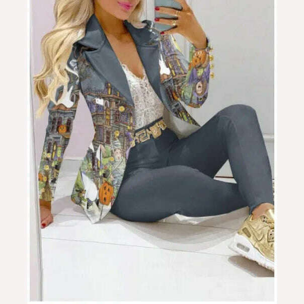 New 2023 Formal Office Pant Sets Women 2PCS Double Breasted Solid Blazers Jacket and Pants Two Pieces Set Female Pant Suits Sets - KIMLUD