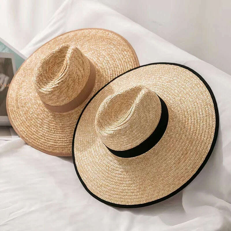 KIMLUD, New 2024 Belt Strap Straw Sun Hat For Women Fashion Vacation Beach UV Hats Summer Wide Brim Travel Panama Hats Outdoor Wholesale, KIMLUD Womens Clothes