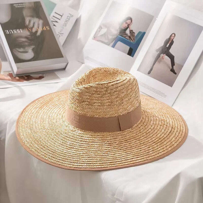 KIMLUD, New 2024 Belt Strap Straw Sun Hat For Women Fashion Vacation Beach UV Hats Summer Wide Brim Travel Panama Hats Outdoor Wholesale, Illustrated Ribbon02, KIMLUD Womens Clothes
