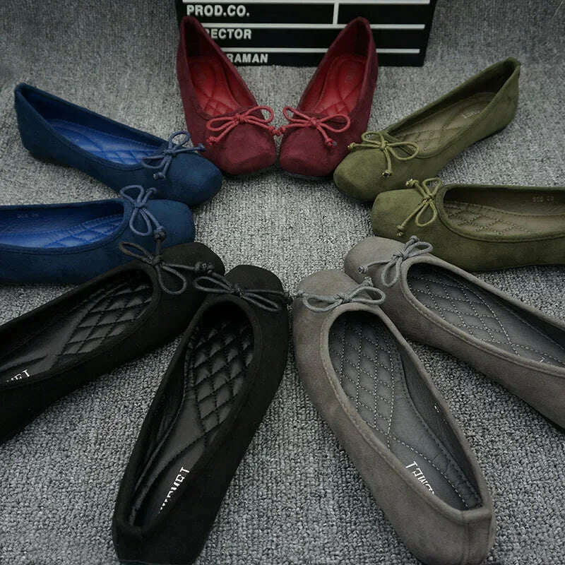 New 2024 Women's Flat Shoes Suede Leather Ladies Loafers Casual Ballerinas Moccasins Driving Shoes Large Size EU 35-42 - KIMLUD