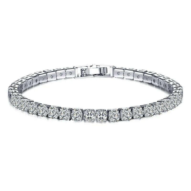 New 925 Sterling Silver Hip Hop Fashion Women's Tennis Bracelet Rose Gold Shining Cubic zirconia Bracelet Wedding Jewelry Gift - KIMLUD
