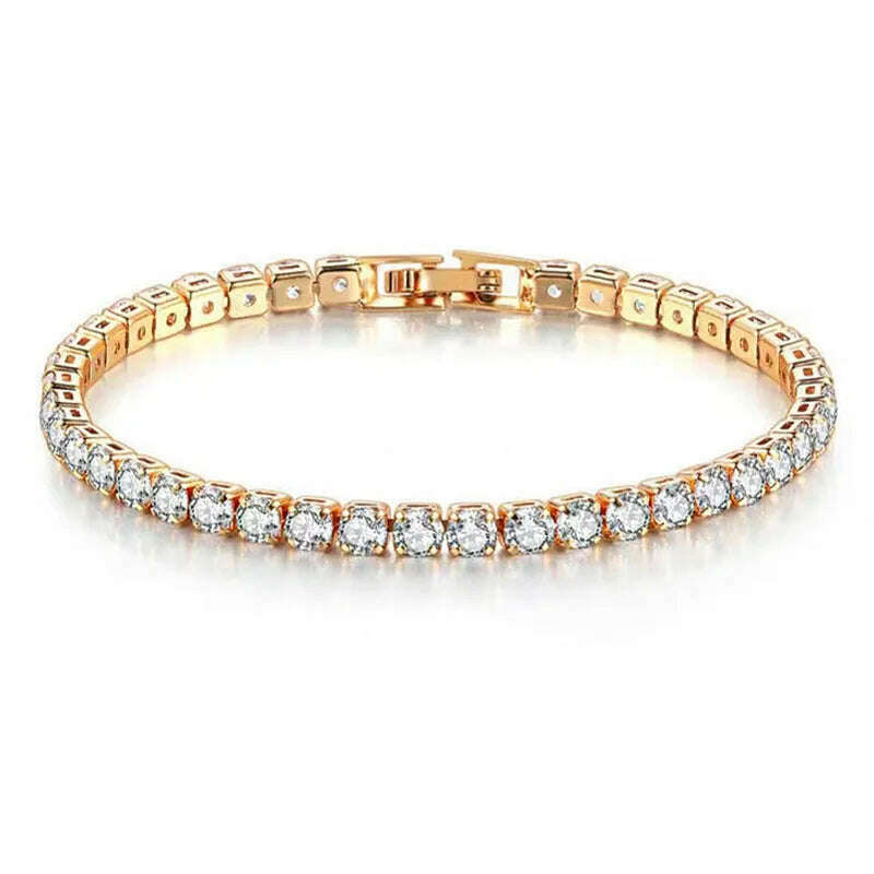 New 925 Sterling Silver Hip Hop Fashion Women's Tennis Bracelet Rose Gold Shining Cubic zirconia Bracelet Wedding Jewelry Gift - KIMLUD