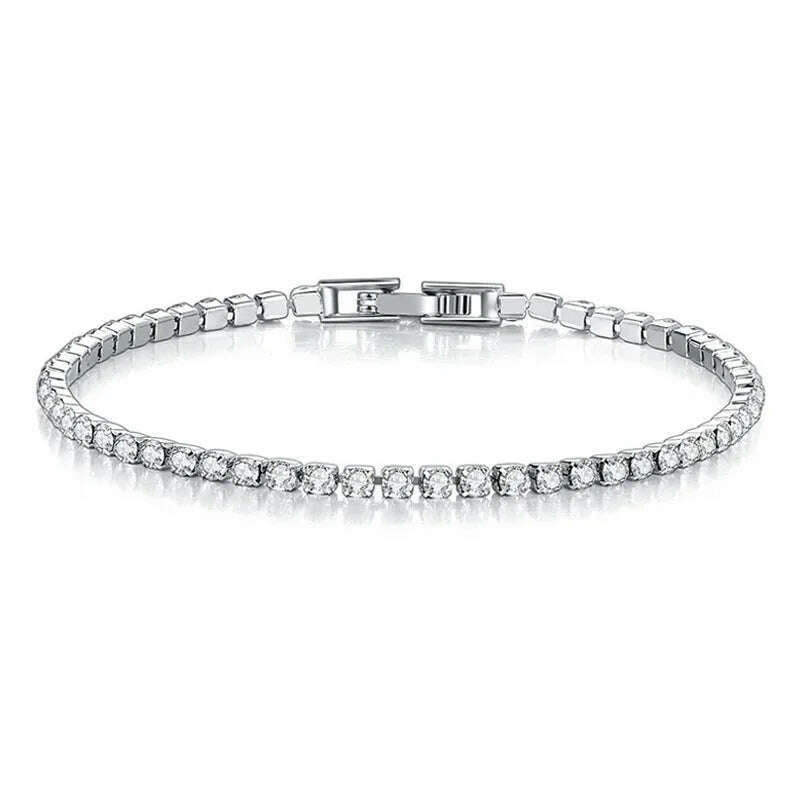 New 925 Sterling Silver Hip Hop Fashion Women's Tennis Bracelet Rose Gold Shining Cubic zirconia Bracelet Wedding Jewelry Gift - KIMLUD