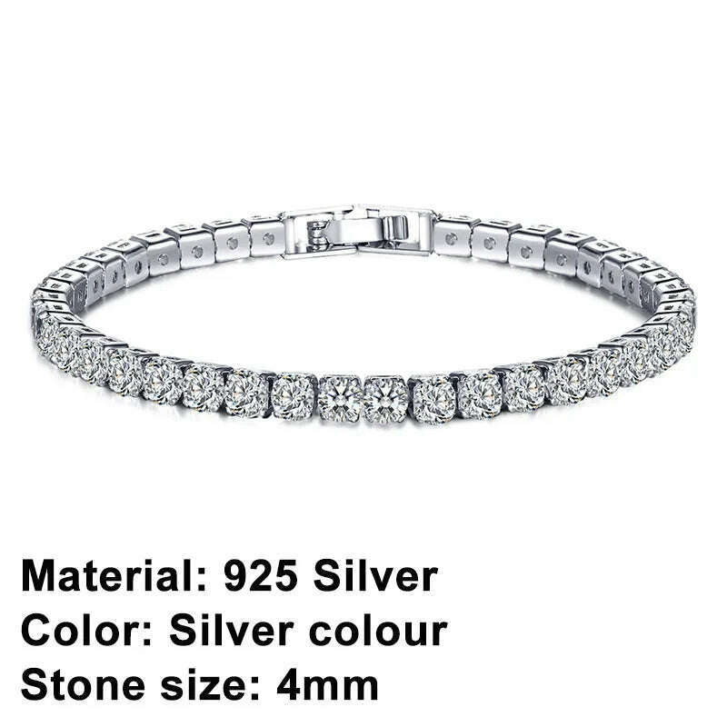 New 925 Sterling Silver Hip Hop Fashion Women's Tennis Bracelet Rose Gold Shining Cubic zirconia Bracelet Wedding Jewelry Gift - KIMLUD