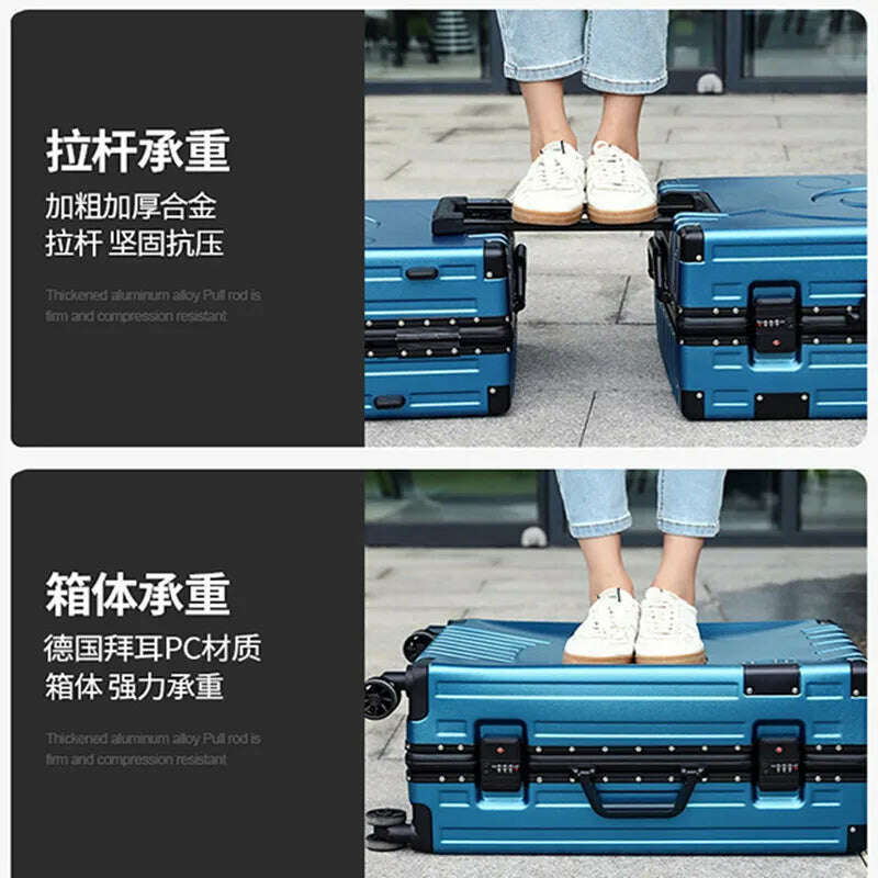 KIMLUD, New Aluminum frame fashion travel luggage silent large-capacity trolley suitcase 20 inch suitcase carry on 24 inch password box, KIMLUD Womens Clothes