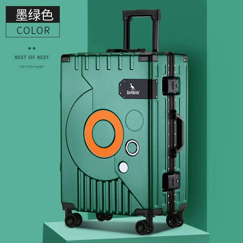 KIMLUD, New Aluminum frame fashion travel luggage silent large-capacity trolley suitcase 20 inch suitcase carry on 24 inch password box, 22Inches 550mm / Green, KIMLUD APPAREL - Womens Clothes