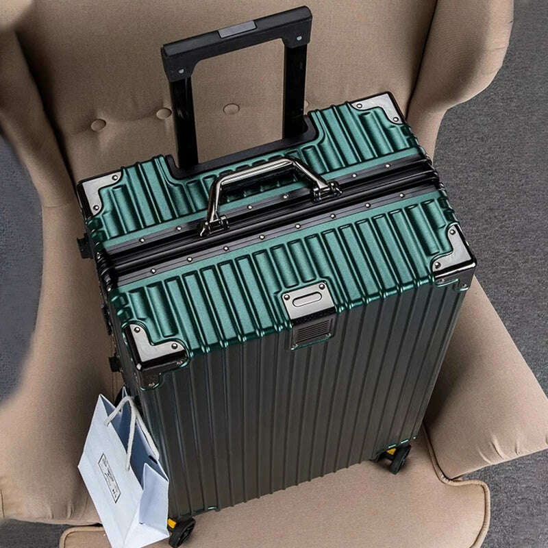 KIMLUD, New Aluminum Frame Suitcase Large Capacity Suitcase on wheels 20/22/24/26/28/30 Inch Trolley Case Password Boarding Box, KIMLUD Womens Clothes
