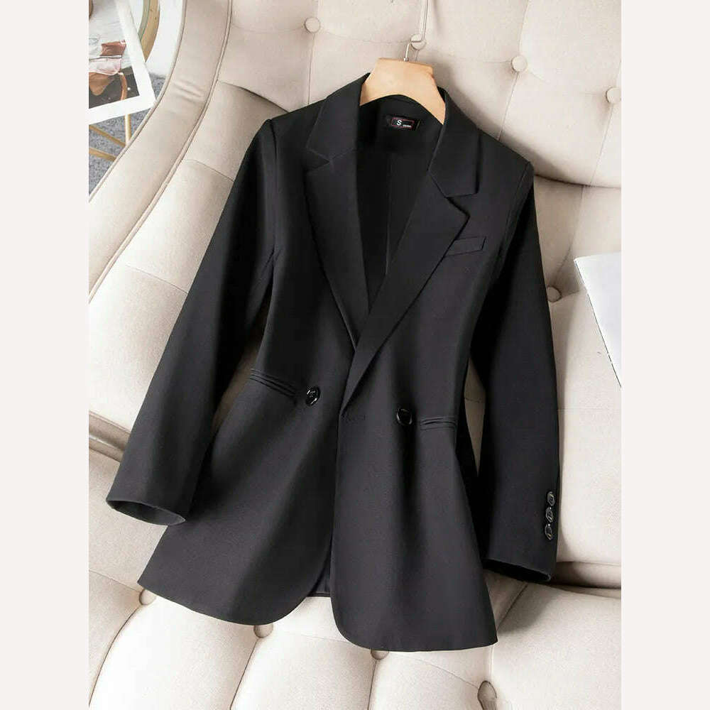 KIMLUD, New Arrival Autumn Winter Women Ladies Blazer Pink Black Coffee Female Long Sleeve Solid Casual Jacket Coat, Black Blazer / S, KIMLUD Womens Clothes