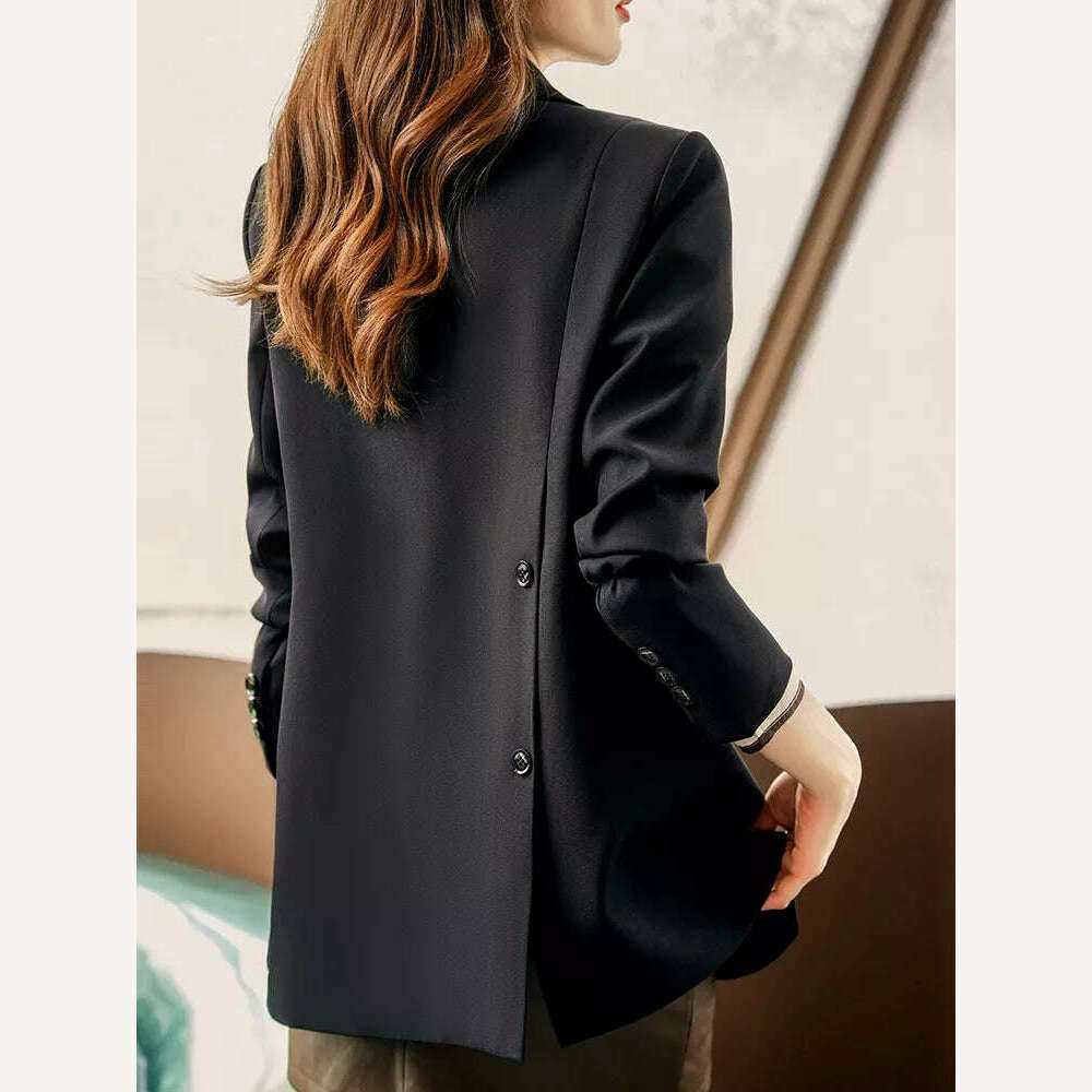 KIMLUD, New Arrival Autumn Winter Women Ladies Blazer Pink Black Coffee Female Long Sleeve Solid Casual Jacket Coat, KIMLUD Womens Clothes