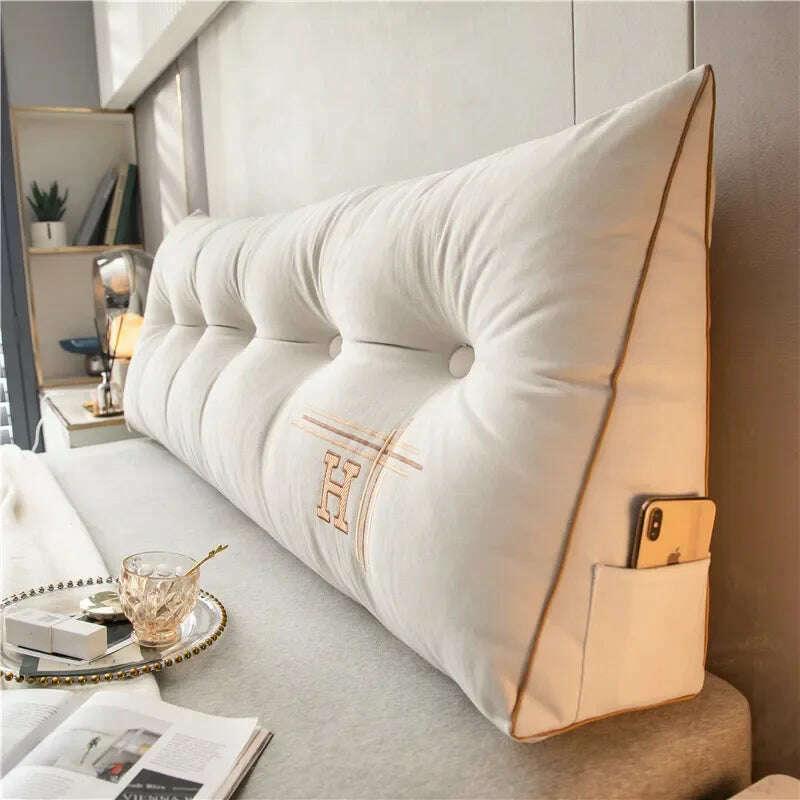 New Arrival Bedside Cushion Nordic Removable Triangular Bed Backrests Large Pillows For Coussin Headboard Pillow Cushions - KIMLUD