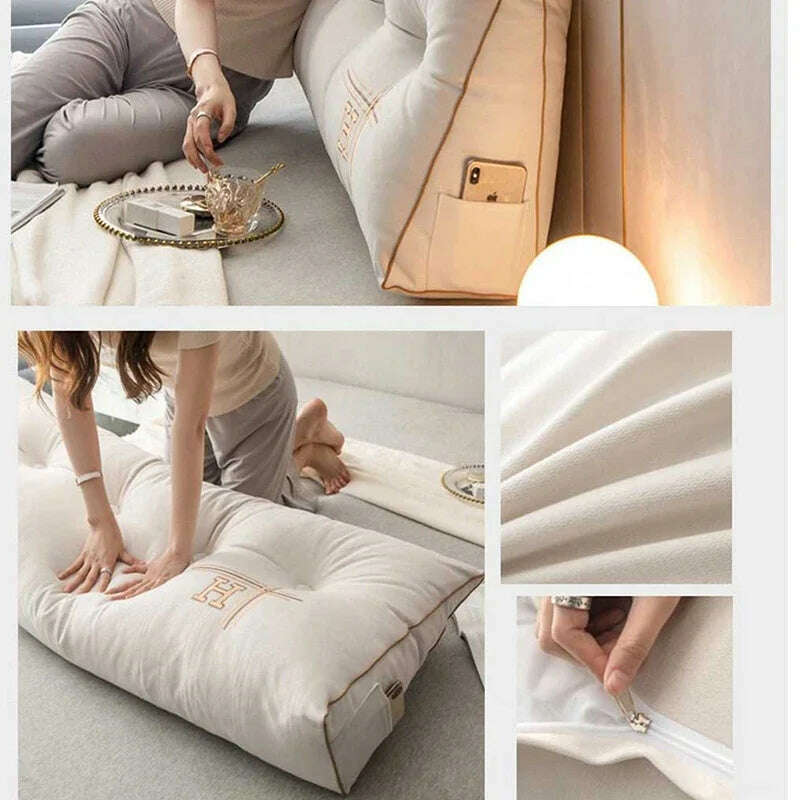 New Arrival Bedside Cushion Nordic Removable Triangular Bed Backrests Large Pillows For Coussin Headboard Pillow Cushions - KIMLUD