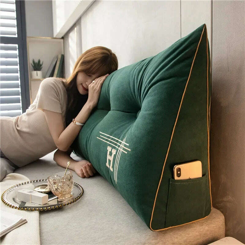 New Arrival Bedside Cushion Nordic Removable Triangular Bed Backrests Large Pillows For Coussin Headboard Pillow Cushions - KIMLUD