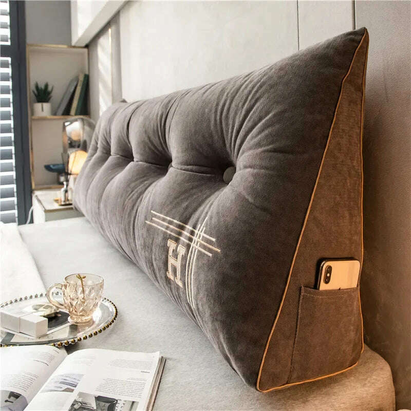 New Arrival Bedside Cushion Nordic Removable Triangular Bed Backrests Large Pillows For Coussin Headboard Pillow Cushions - KIMLUD
