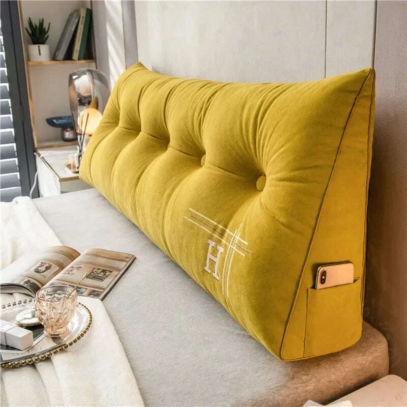 New Arrival Bedside Cushion Nordic Removable Triangular Bed Backrests Large Pillows For Coussin Headboard Pillow Cushions - KIMLUD