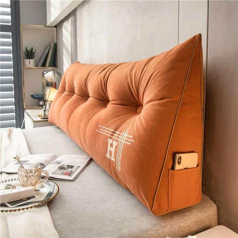 New Arrival Bedside Cushion Nordic Removable Triangular Bed Backrests Large Pillows For Coussin Headboard Pillow Cushions - KIMLUD