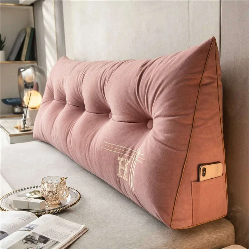 New Arrival Bedside Cushion Nordic Removable Triangular Bed Backrests Large Pillows For Coussin Headboard Pillow Cushions - KIMLUD