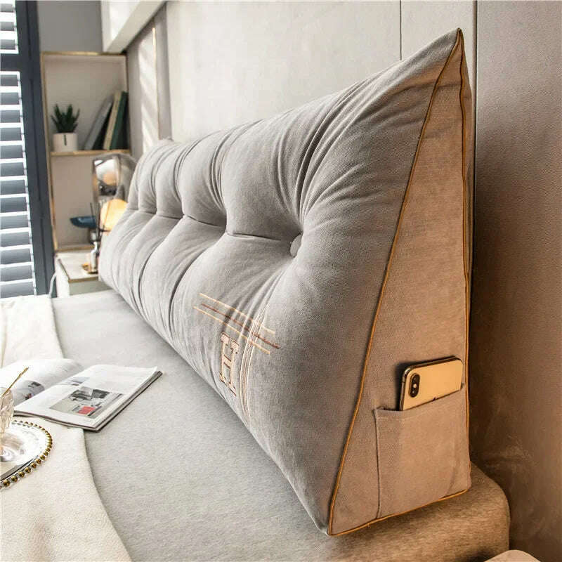 New Arrival Bedside Cushion Nordic Removable Triangular Bed Backrests Large Pillows For Coussin Headboard Pillow Cushions - KIMLUD