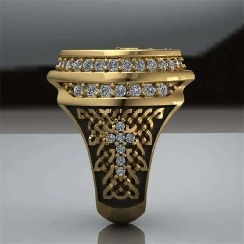 New Arrival Men Rings Unique Badge Double Headed Eagle Ring Wedding Anniversary Angel Wings Jewelry - KIMLUD