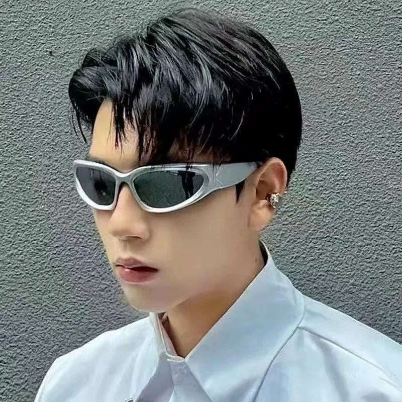 New arrival Popular Women's Sunglasses Punk Sunglasses Unique Oval Sun Glasses Men Goggle Shades Mirror Colorful Y2K Eyewear - KIMLUD
