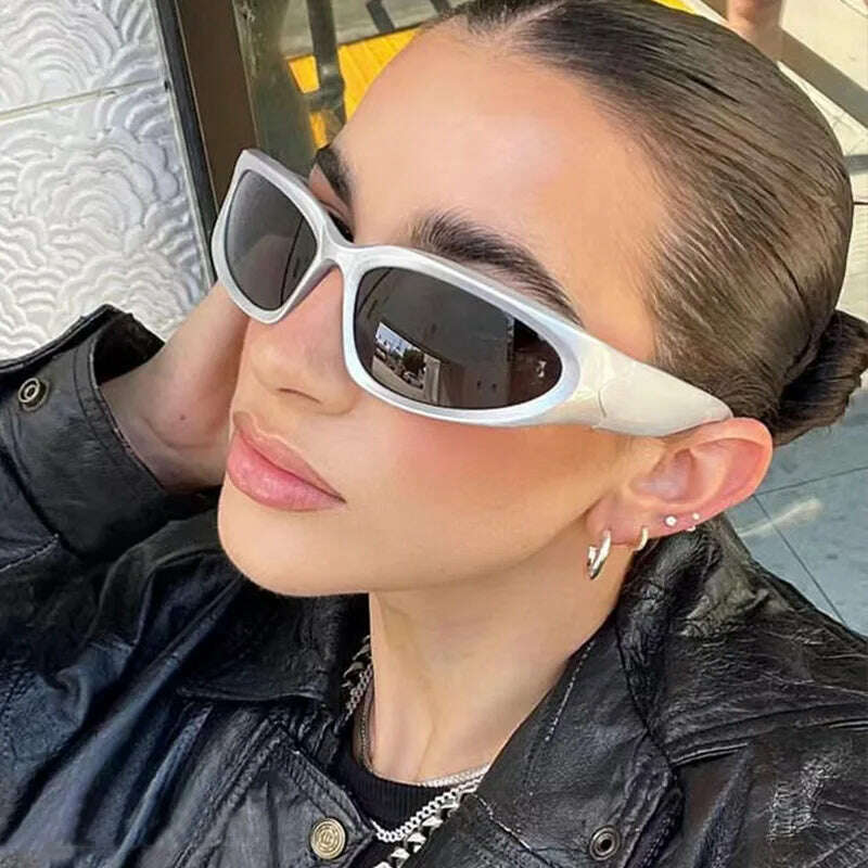 New arrival Popular Women's Sunglasses Punk Sunglasses Unique Oval Sun Glasses Men Goggle Shades Mirror Colorful Y2K Eyewear - KIMLUD