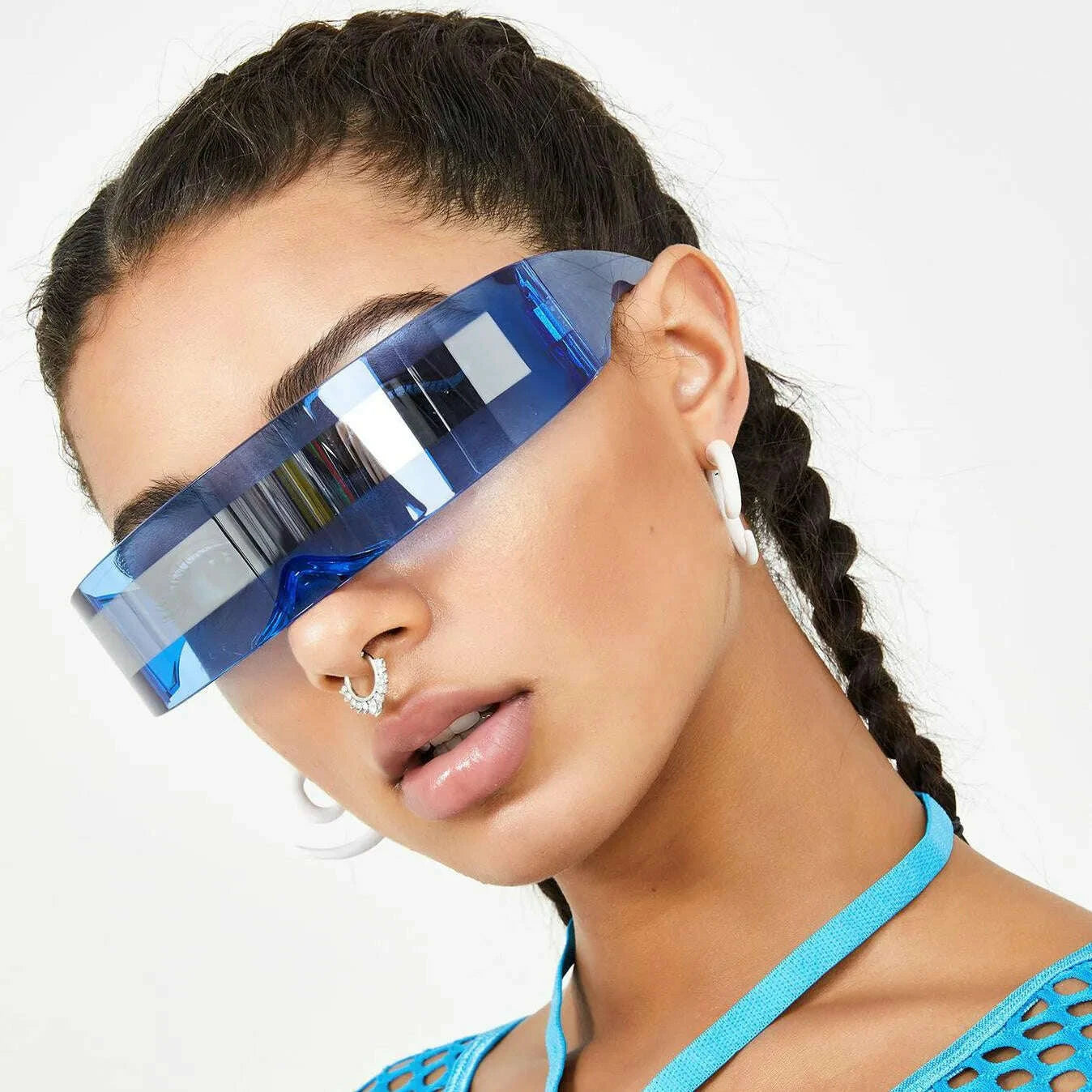 New Arrival Y2k women Sunglasses Laser Eyeglasses technological sense Mirrored Lens Eyewear Glasses integrated Men sun glasses