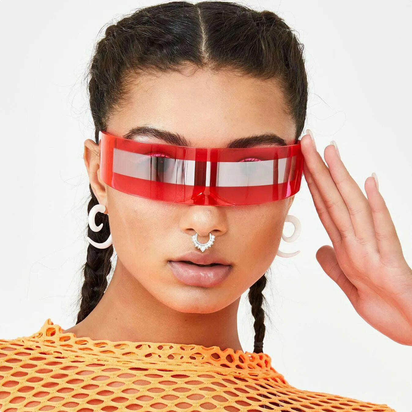 New Arrival Y2k women Sunglasses Laser Eyeglasses technological sense Mirrored Lens Eyewear Glasses integrated Men sun glasses