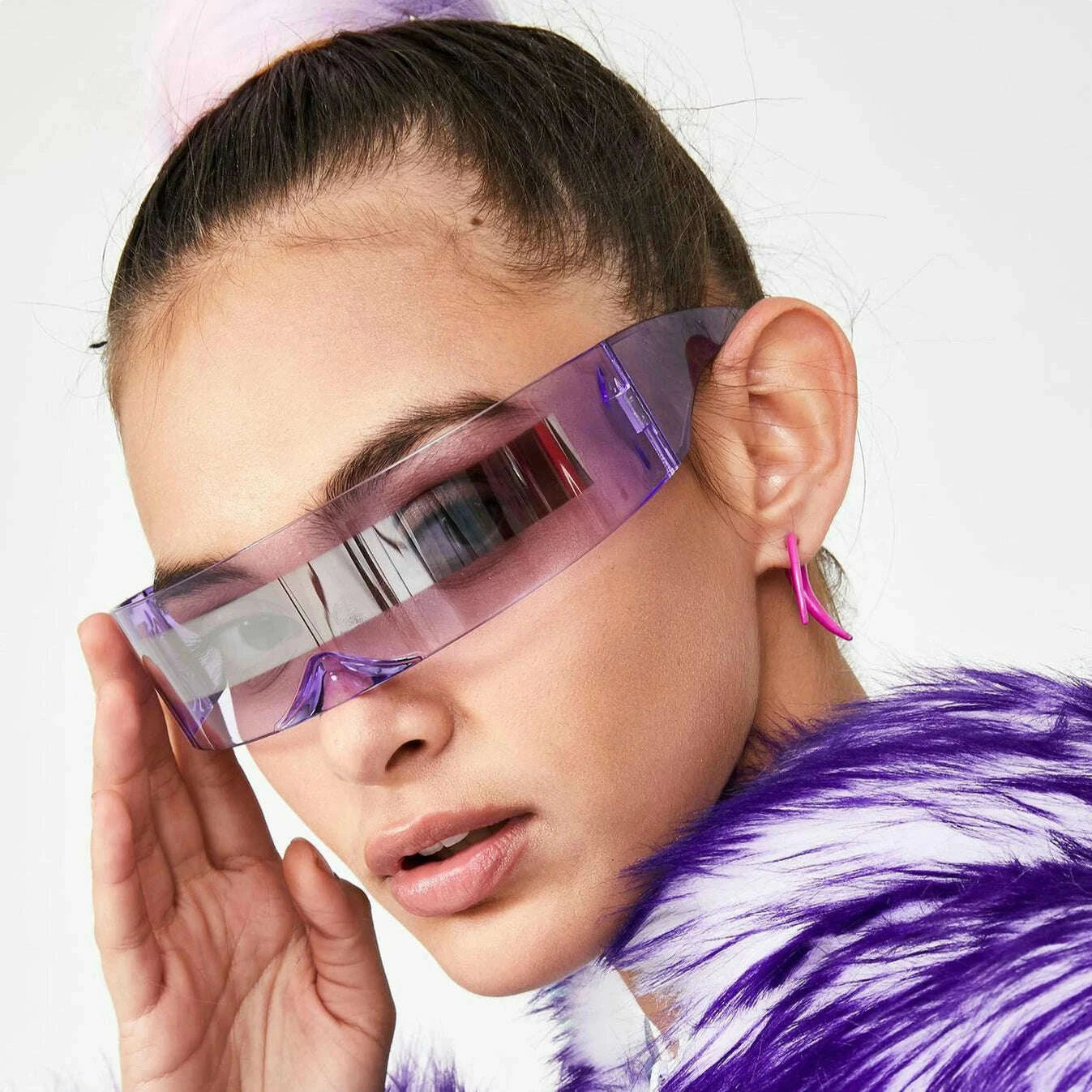 New Arrival Y2k women Sunglasses Laser Eyeglasses technological sense Mirrored Lens Eyewear Glasses integrated Men sun glasses