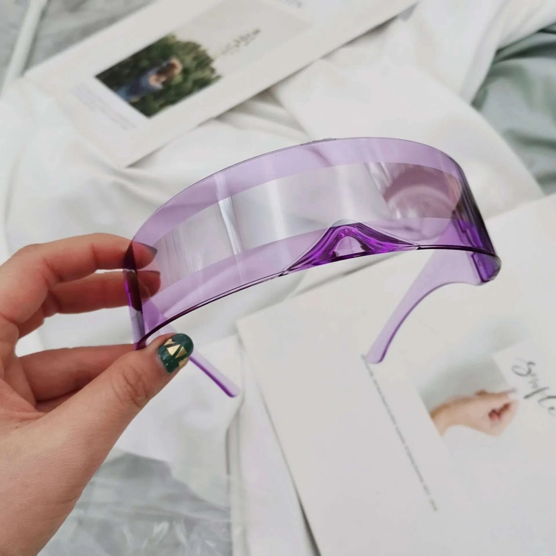 New Arrival Y2k women Sunglasses Laser Eyeglasses technological sense Mirrored Lens Eyewear Glasses integrated Men sun glasses