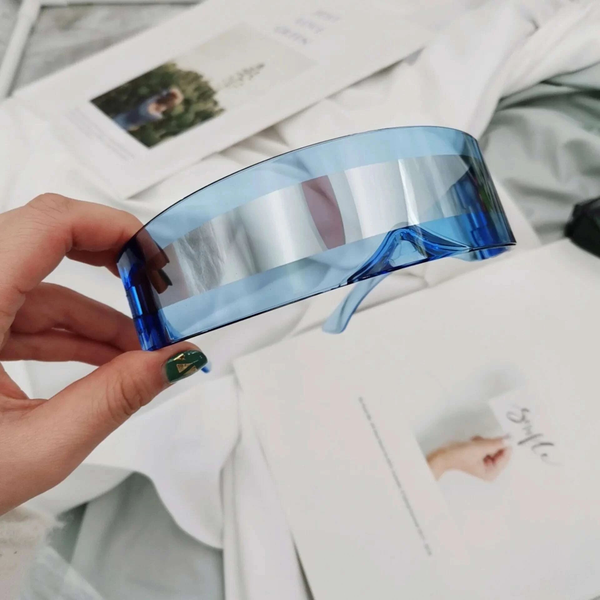 New Arrival Y2k women Sunglasses Laser Eyeglasses technological sense Mirrored Lens Eyewear Glasses integrated Men sun glasses