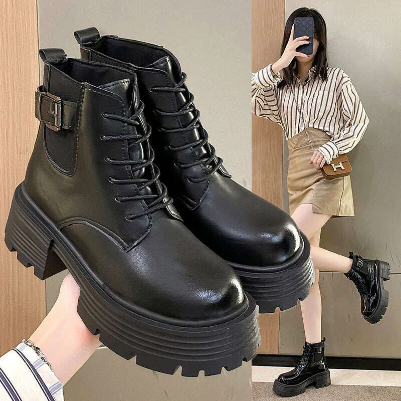 New British Style Princess Anime Student Cosplay PU Leather Shoes Women Japanese Party Korean Cute College School Single Boots, KIMLUD Women's Clothes