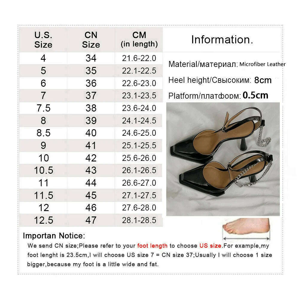 KIMLUD, New Buckle Pointed Toe Sandals Women Metal Chain Sandalias Female Stiletto High Heels Dress Shoes Women Party zapatos de mujer, KIMLUD Womens Clothes