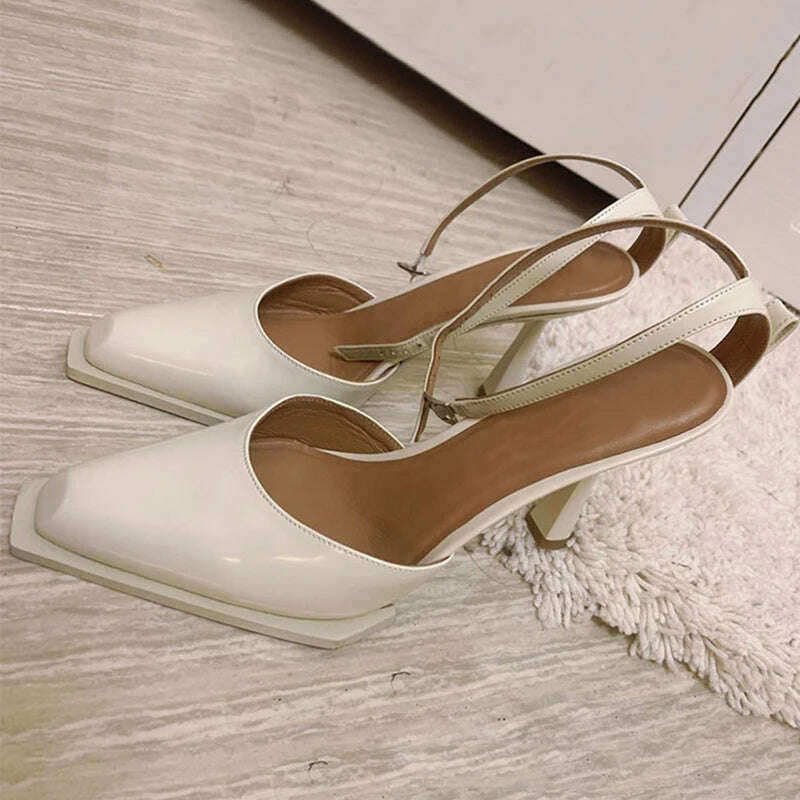 KIMLUD, New Buckle Pointed Toe Sandals Women Metal Chain Sandalias Female Stiletto High Heels Dress Shoes Women Party zapatos de mujer, KIMLUD Women's Clothes