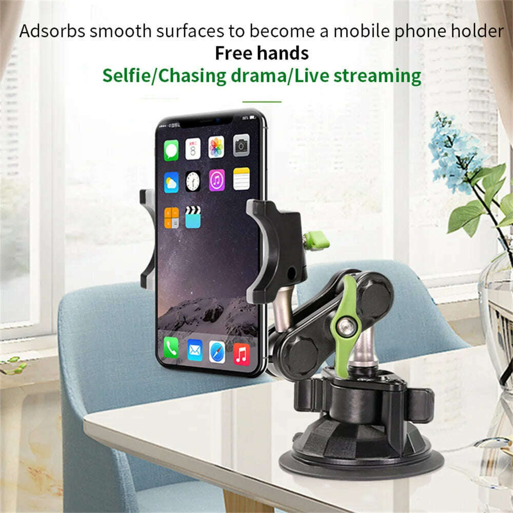 New Car Mobile Phone Holder For Car Shooting Camera Navigation Universal 360 Ball Head Arm Rotary Selfile Suction Cup Bracket - KIMLUD