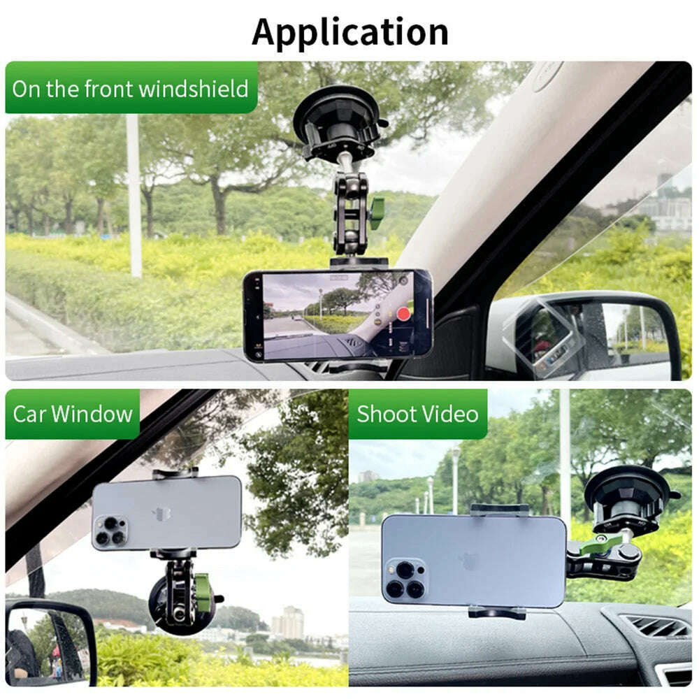 New Car Mobile Phone Holder For Car Shooting Camera Navigation Universal 360 Ball Head Arm Rotary Selfile Suction Cup Bracket - KIMLUD