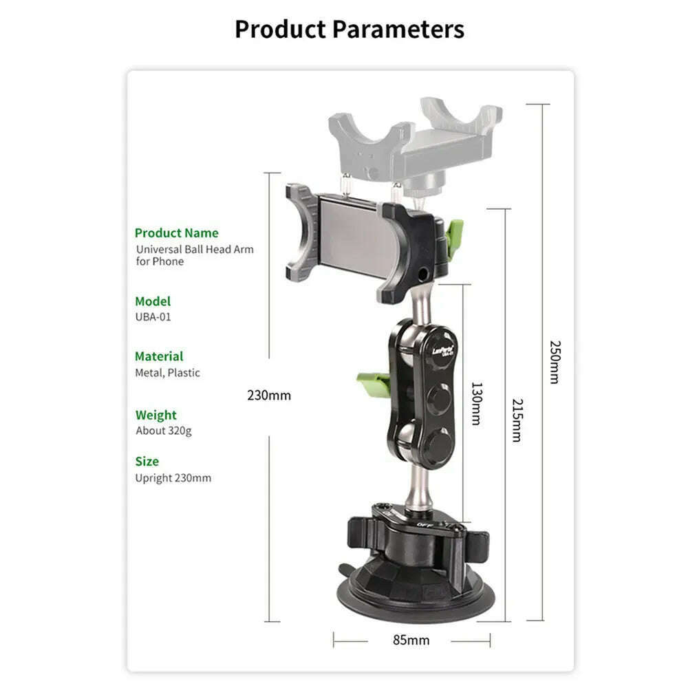 New Car Mobile Phone Holder For Car Shooting Camera Navigation Universal 360 Ball Head Arm Rotary Selfile Suction Cup Bracket - KIMLUD