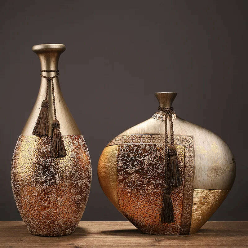 New Chinese-style Home Decoration Ceramics Vase Living Room Decoration TV Cabinet Porch Model Room Decoration Luxury Decals - KIMLUD