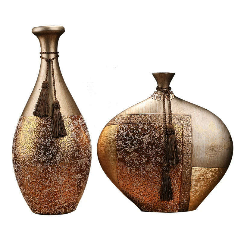 New Chinese-style Home Decoration Ceramics Vase Living Room Decoration TV Cabinet Porch Model Room Decoration Luxury Decals - KIMLUD
