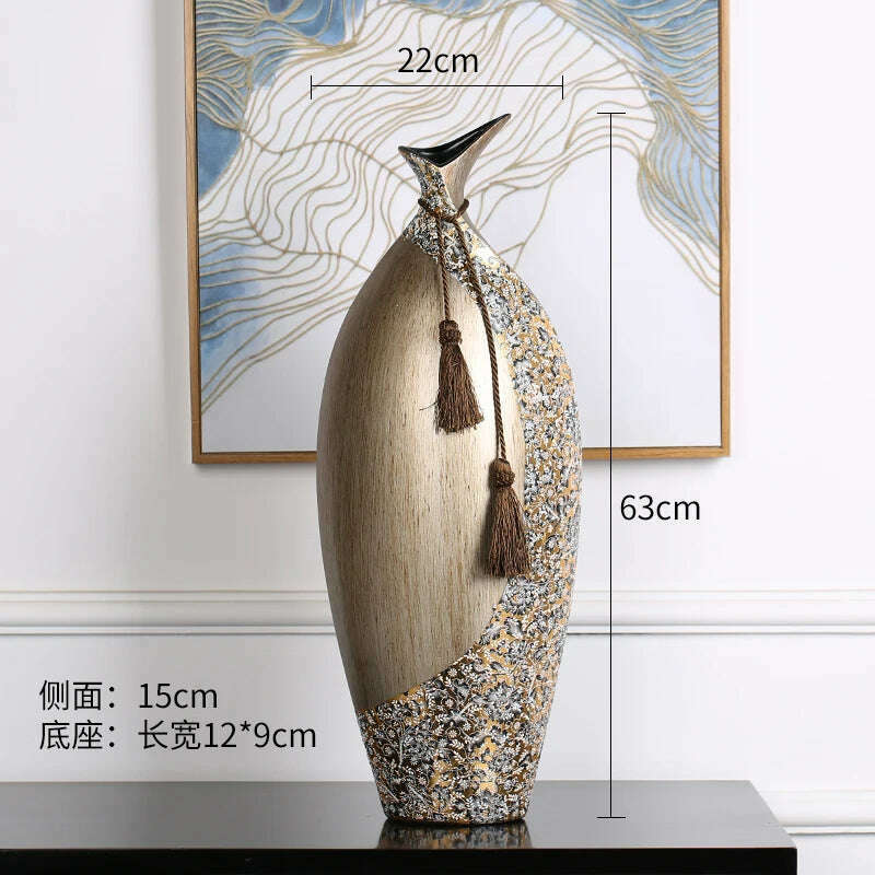 KIMLUD, New Chinese-style Home Decoration Ceramics Vase Living Room Decoration TV Cabinet Porch Model Room Decoration Luxury Decals, KIMLUD Womens Clothes