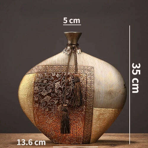 New Chinese-style Home Decoration Ceramics Vase Living Room Decoration TV Cabinet Porch Model Room Decoration Luxury Decals - KIMLUD