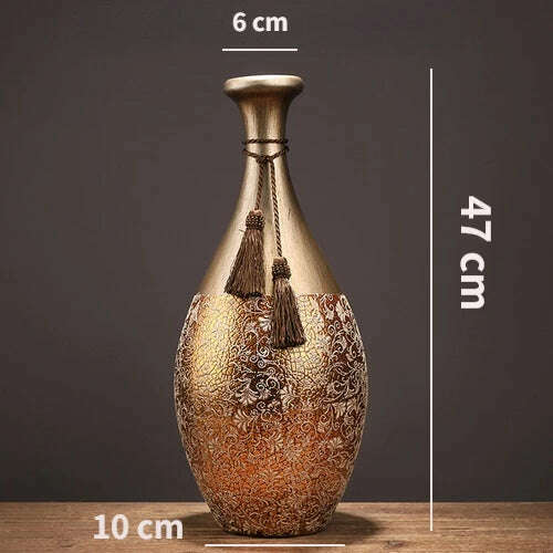 New Chinese-style Home Decoration Ceramics Vase Living Room Decoration TV Cabinet Porch Model Room Decoration Luxury Decals - KIMLUD
