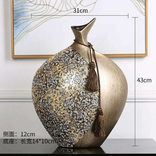 KIMLUD, New Chinese-style Home Decoration Ceramics Vase Living Room Decoration TV Cabinet Porch Model Room Decoration Luxury Decals, Resin  43cm, KIMLUD Womens Clothes