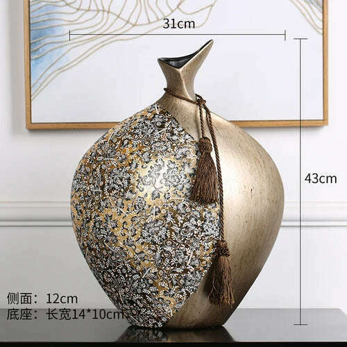 New Chinese-style Home Decoration Ceramics Vase Living Room Decoration TV Cabinet Porch Model Room Decoration Luxury Decals - KIMLUD